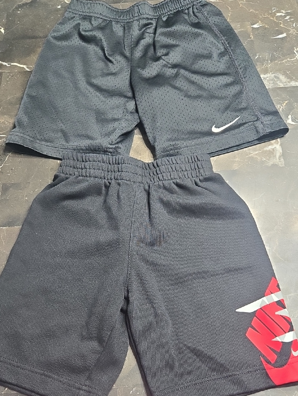 Nike Boys' Black Athletic Shorts with Red Logo Accent - 2 Pack